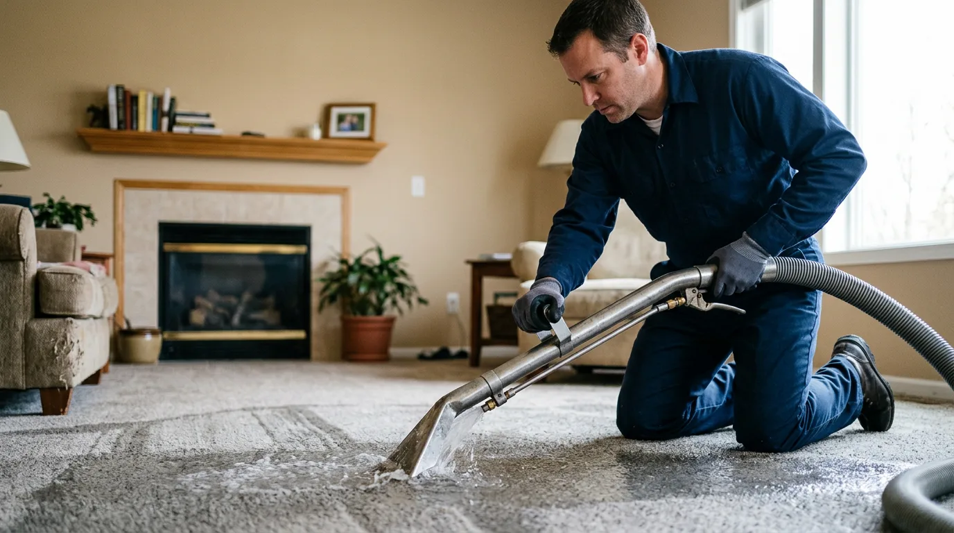 Water damage restoration technician working near Mccall Creek, MS